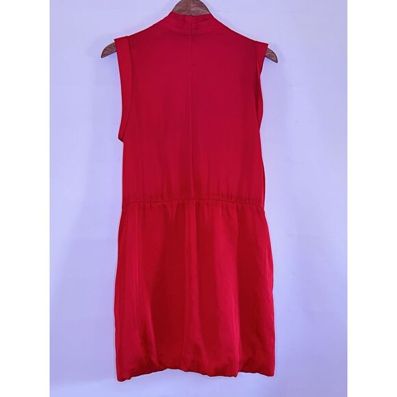 Armani Exchange Shirt Dress Sleeveless Red Plunging Collar Dress Sz 6 - Picture 6 of 7